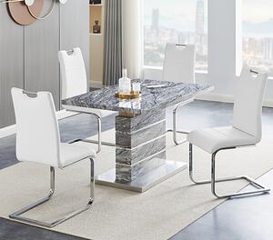 Parini Small Extending Melange Dining Table 4 Petra White Chairs