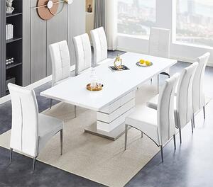 Parini Large Extending White Dining Table 8 Vesta White Chairs