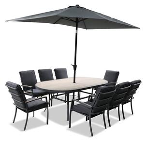 Mili 8 Seater Dining Set With Highback Chairs And Parasol