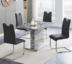 Parini Small Extending Melange Dining Table 4 Petra Black Chairs