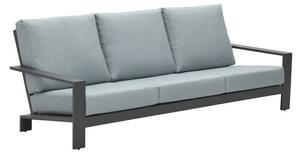 Levi Fabric 3 Seater Sofa In Mint Grey With Charcoal Frame