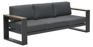 Cora Fabric 3 Seater Sofa In Dark Grey With Charcoal Frame