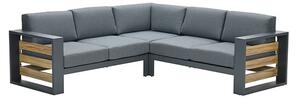 Saar Fabric Corner Sofa In Mystic Grey With Carbon Black Frame