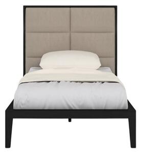 Ogen Single Bed In Wenge With Beige Fabric Headboard