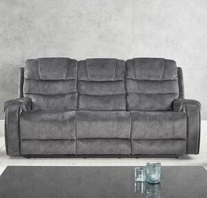 Cora Velvet Recliner 3 Seater Sofa In Dark Grey