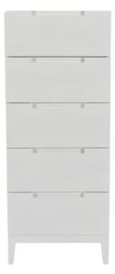 Ogen Wooden Chest Of 5 Drawers Narrow In White