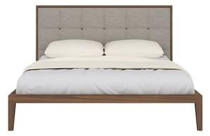 Cais Double Bed In Walnut With Natural Fabric Headboard