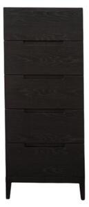 Ogen Wooden Chest Of 5 Drawers Narrow In Black