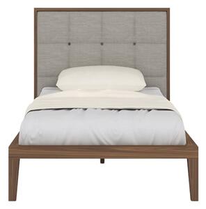 Cais Single Bed In Walnut With Natural Fabric Headboard