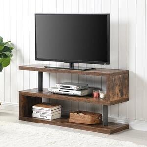 Miami Wooden S Shape TV Stand In Rustic Oak