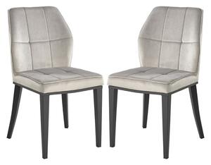 Romano Grey Velvet Dining Chairs With Matt Black Legs In Pair