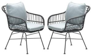 Macy Aluminum Frame Mint Grey Fabric Dining Chairs In Pair