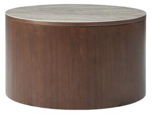 Wyatt Wooden Coffee Table Circular With Marble Effect Glass Top