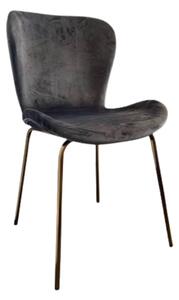 Josie Velvet Dining Chair In Dark Grey With Brass Legs