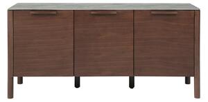 Wyatt Wooden Sideboard And 3 Doors With Marble Effect Glass Top