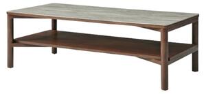 Wyatt Wooden Coffee Table And Shelf With Marble Effect Glass Top