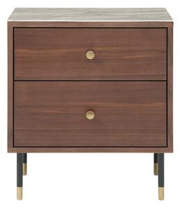 Wyatt Wooden Bedside Cabinet With Marble Effect Glass Top