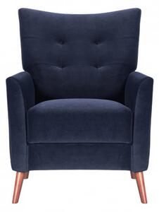 Baron Velvet Occasional Lounge Chair In Midnight Blue