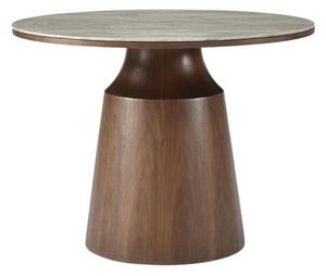 Wyatt Wooden Dining Table Circular With Marble Effect Glass Top