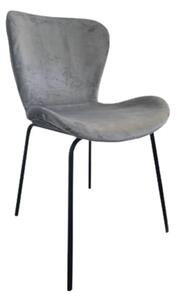 Josie Velvet Dining Chair In Light Grey With Black Legs