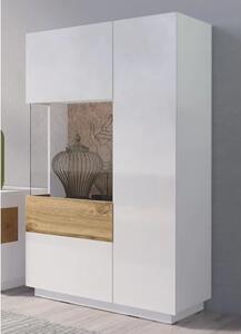 Sioux Gloss Display Cabinet Left 2 Doors In White Oak With LED