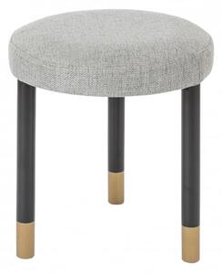 Balta Wooden Dressing Stool Round With Stone Grey Fabric Seat