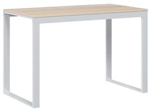 Computer Desk White and Oak 110x60x73 cm Engineered Wood