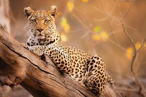 Photography A portrait of a leopard resting in a tree, Jami Tarris