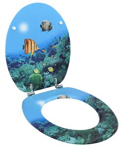 WC Toilet Seat with Lid MDF Deep Sea Design