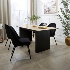 Georgi 6 Seater Rectangular Dining Table, Black Natural