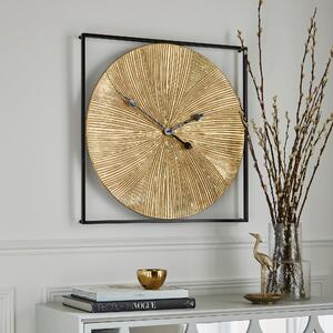 Luxe Ribbed Metal Wall Clock Gold
