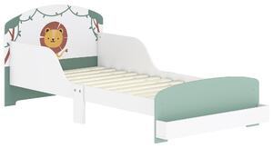 AIYAPLAY Toddler Bed with Storage, Guardrails, Lion Design, for Ages 3-8 Years, Fits 140 x 70cm Mattress, Green