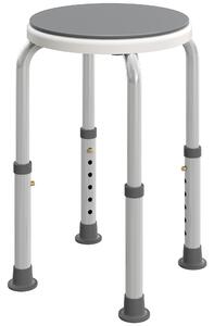 HOMCOM 360° Swivel Shower Chair, Height Adjustable Aluminium Shower Stool with Non-Slip Feet for Disabled, Elderly, Grey
