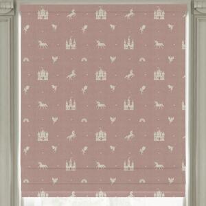 ANTE DECOR Castles And Unicorns Printed Cotton Made To Measure Roman Blind Pink