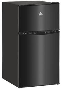 HOMCOM 88L Under Counter Fridge Freezer, Small Refrigerator with 5-Setting, 3 Star Freezer Rating, Black