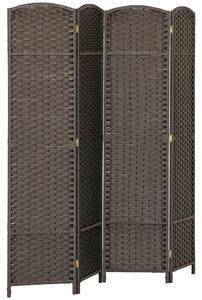 HOMCOM 4 Panel Folding Room Divider, Freestanding Privacy Screen for Living Room, Bedroom and Office, 160 x 170cm, Brown