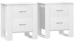 HOMCOM Bedside Table Set of 2 with 2 Drawers, Nightstands with Handles and Elevated Base, Side Tables for Bedroom, Living Room, White