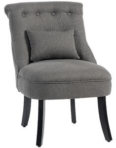 HOMCOM Fabric Single Sofa Dining Chair Tub Chair Upholstered W/ Pillow Solid Wood Leg Home Living Room Furniture, Cat Scratch Anti, Charcoal Grey