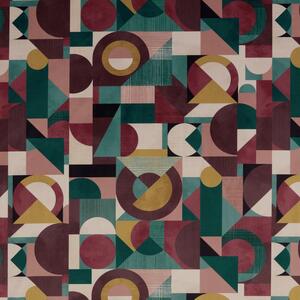 ILiv Geometrica Digitally Printed Velvet Fabric Bilberry