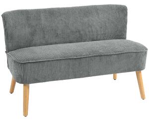 HOMCOM Modern Corduroy Double Seat Sofa w/ Wood Frame Foam Padding High Back Soft Comfortable Compact Couch Grey