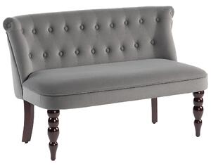 HOMCOM Velvet 2 Seater Sofa, Button Tufted Wingback Loveseat with Rubber Wood Legs for Living Room, Bedroom, Charcoal Grey