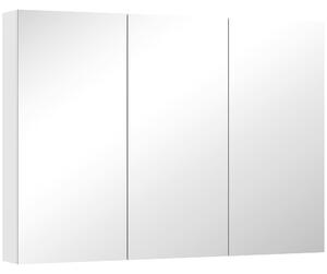 HOMCOM Three-Mirror Bathroom Storage Cabinet - White