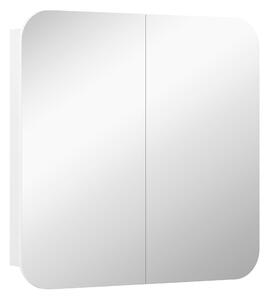 HOMCOM Arched Bathroom Mirror Cabinet with Adjustable Shelves - White