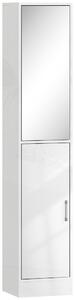 Kleankin Tall Bathroom Cabinet with Mirror and Adjustable Shelf - High Gloss White