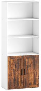 HOMCOM 5-Tier Bookcase with Adjustable Shelf - Rustic Brown