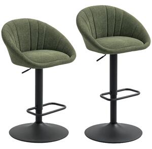 HOMCOM Set of Two Relaxed Tub Bar Stools - Dark Green