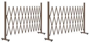 Outsunny Set of 2 Expanding Garden Fencc, Aluminium Freestanding Foldable Picket Fence, 300cmx103.5 cm, Dark Brown