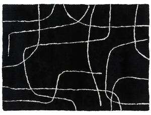 HOMCOM Modern Fluffy Area Rug, Geometric Pattern Washable Rug, Soft High Pile Floor Carpet for Living Room, Bedroom, Dining Room, Home Office, 170 x 120 cm, Black