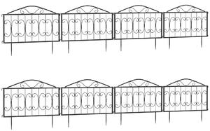Outsunny Decorative Garden Fencing, 8PCs Outdoor Picket Fence Panels, Rustproof Metal Wire Landscape Flower Bed Border Edging Animal Barrier, Black