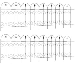 Outsunny Decorative Garden Fencing, 16PCs 44in x 25ft Outdoor Picket Fence Panels, Rustproof Metal Wire Landscape Flower Bed Border Edging, Black